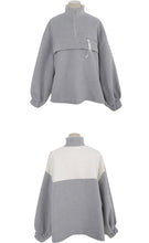 Color-Blocked Partial Zip Pullover